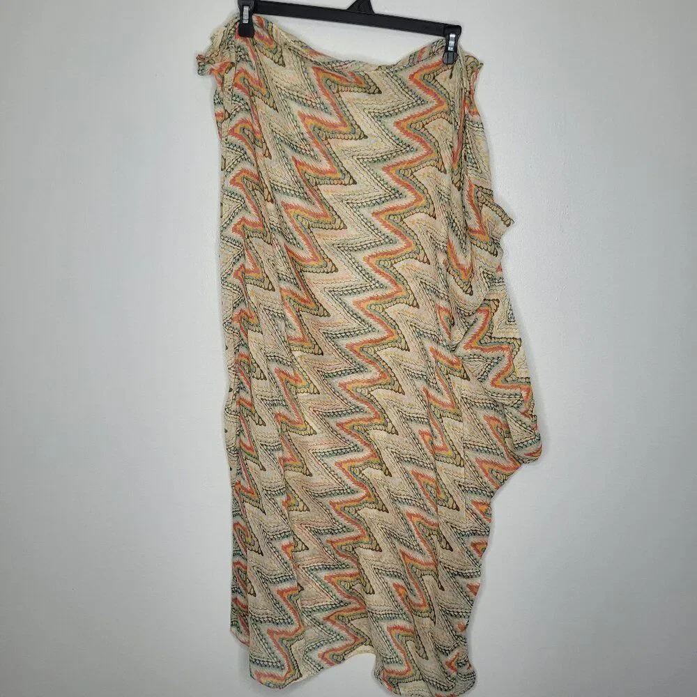 tan brown orange circle abstract geometric print artsy boho scarf